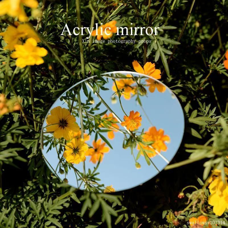 Outdoor mirror for taking photos, outdoor round mirror, frameless hand-held selfie mirror, makeup lens