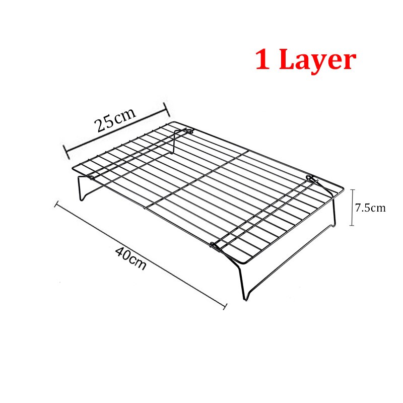 Grille métallique en acier inoxydable, plateau de refroidissement, support pour gâteaux, four, cuisine, cuisson de Pizza, pain, Barbecue, biscuits, étagère: 1 Layer