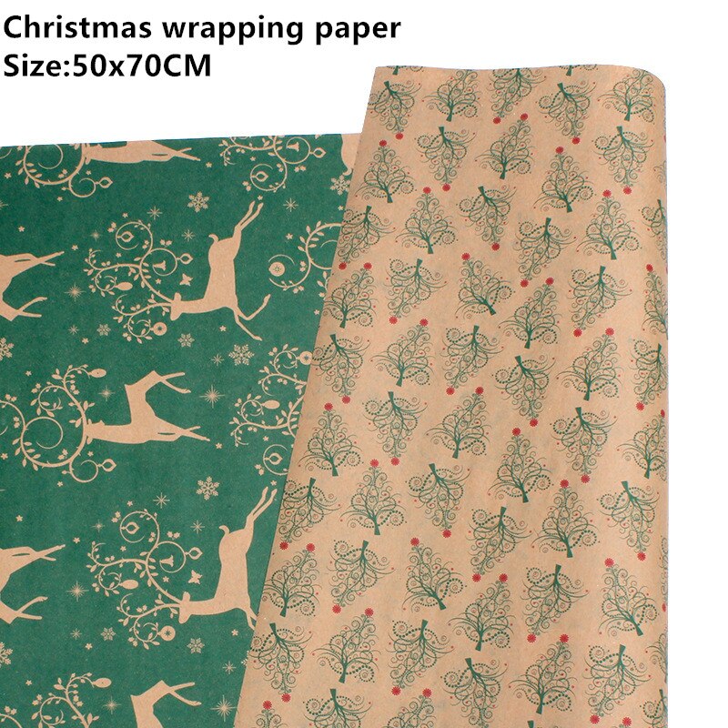 50*70cm jul indpakningspapir jul bryllup grøn dekoration indpakningspapir velempapir origami papir: 2- grøn elg