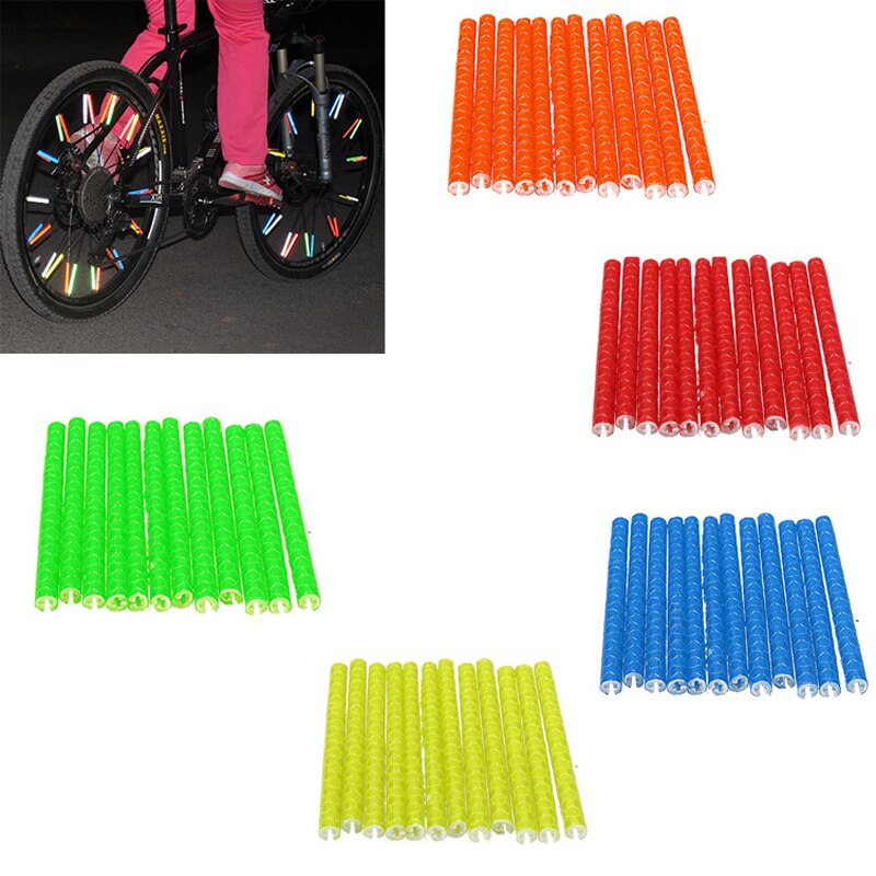 12 pcs Fietsen Fiets Wheel Spoke Veiligheid Reflector Clips Reflecterende Mount Clip Tube Waarschuwing Strip 88 YS-BUY