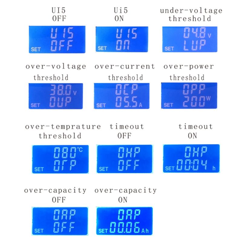 DC5-38V multifunción voltímetro amperímetro carga electrónica batería Monitor probador