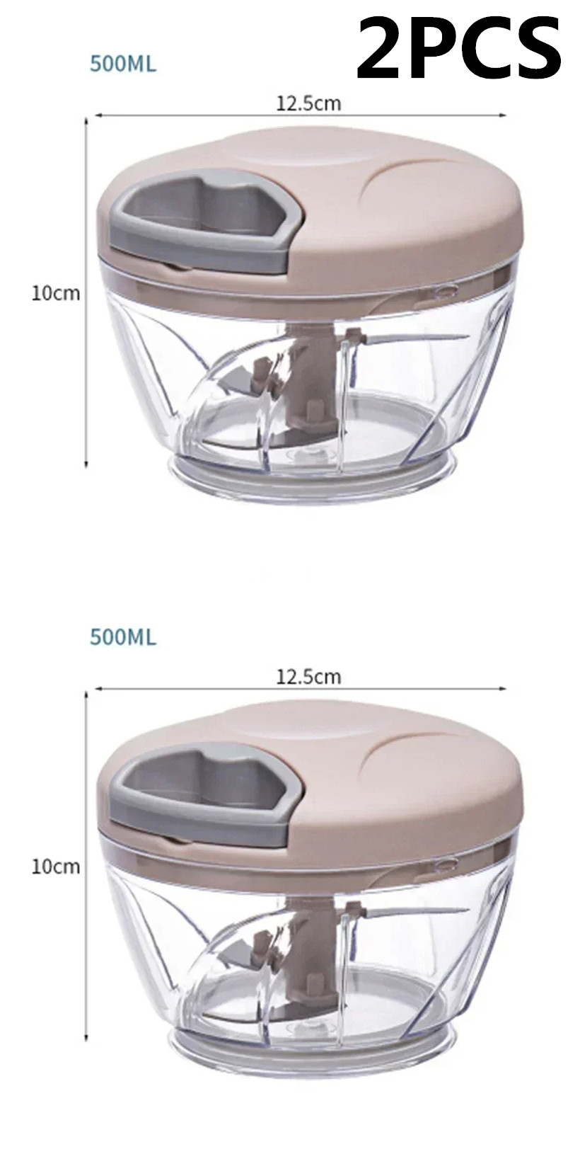 500/900ML Knoflook Chopper Handmatig Draaien Groentesnijder Chopper Slicer Fruit Knoflook Crusher Keuken Gadget Blenders Vleesmolen: Clear