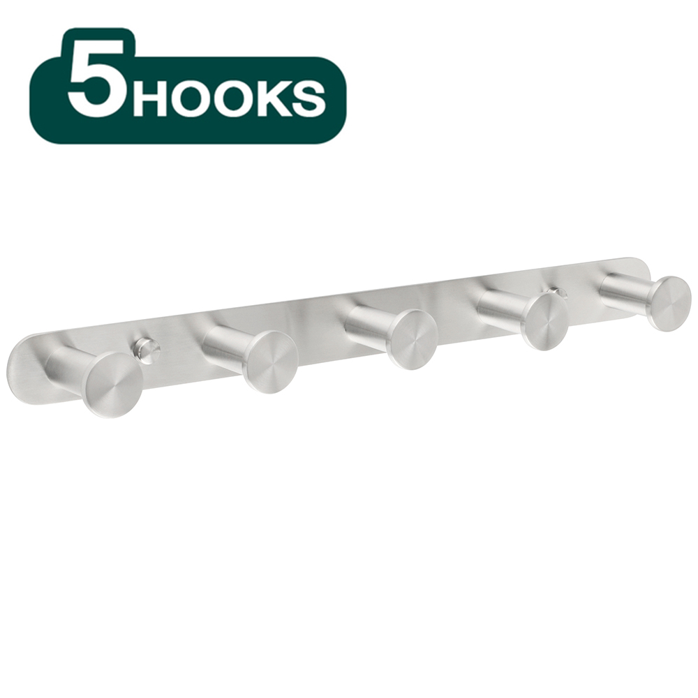 Gancho para colgar en la pared del baño, Perchero de acero inoxidable 304, accesorios de baño negros, 3-6 ganchos: silvery 5