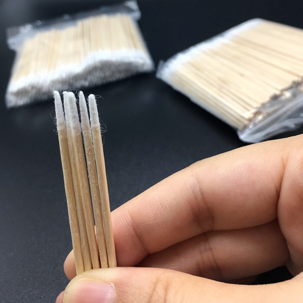 300pcs orecchie usa e getta per il trucco pulizia di gemme morbide tampone di cotone permanente Mini bastoncini di legno cosmetici strumenti di estensione ciglia