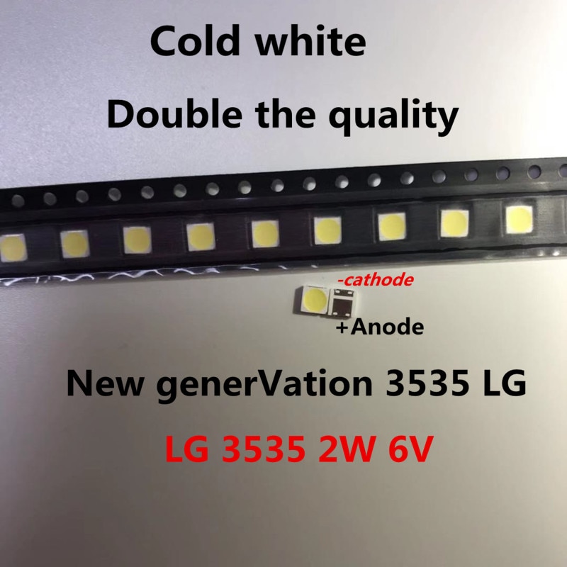 100PCS/Lot 3535 6V Cold White FOR LG SMD LED CHIP-2 2W For TV/LCD Backlight TV Application