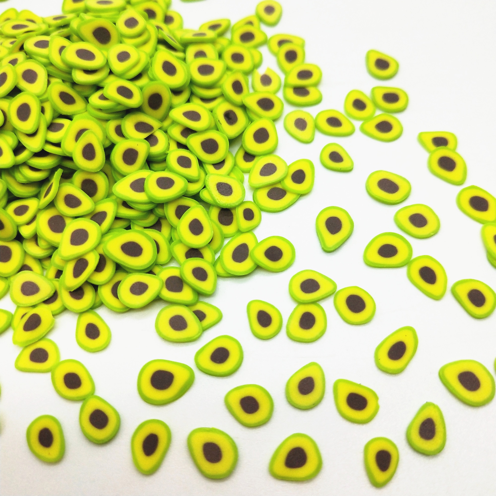 20g/lot Avocado Polymer Clay Slices for DIY Crafts Tiny Cute 5mm plastic Fruit klei Mud Particles