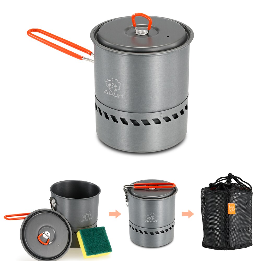 1.5L Outdoor Cook Pot Cooking Equipment Tools Portable Hiking Camping Picnic Backpacking Mountaineering Pot Cookware