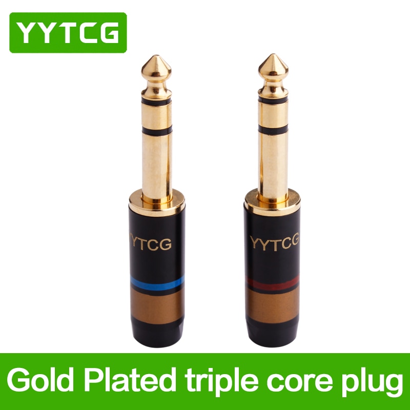 1 pz Jack Stereo 6.35mm 6.3mm connettore Jack maschio 6.35 spina altoparlante connettore Audio placcato in oro