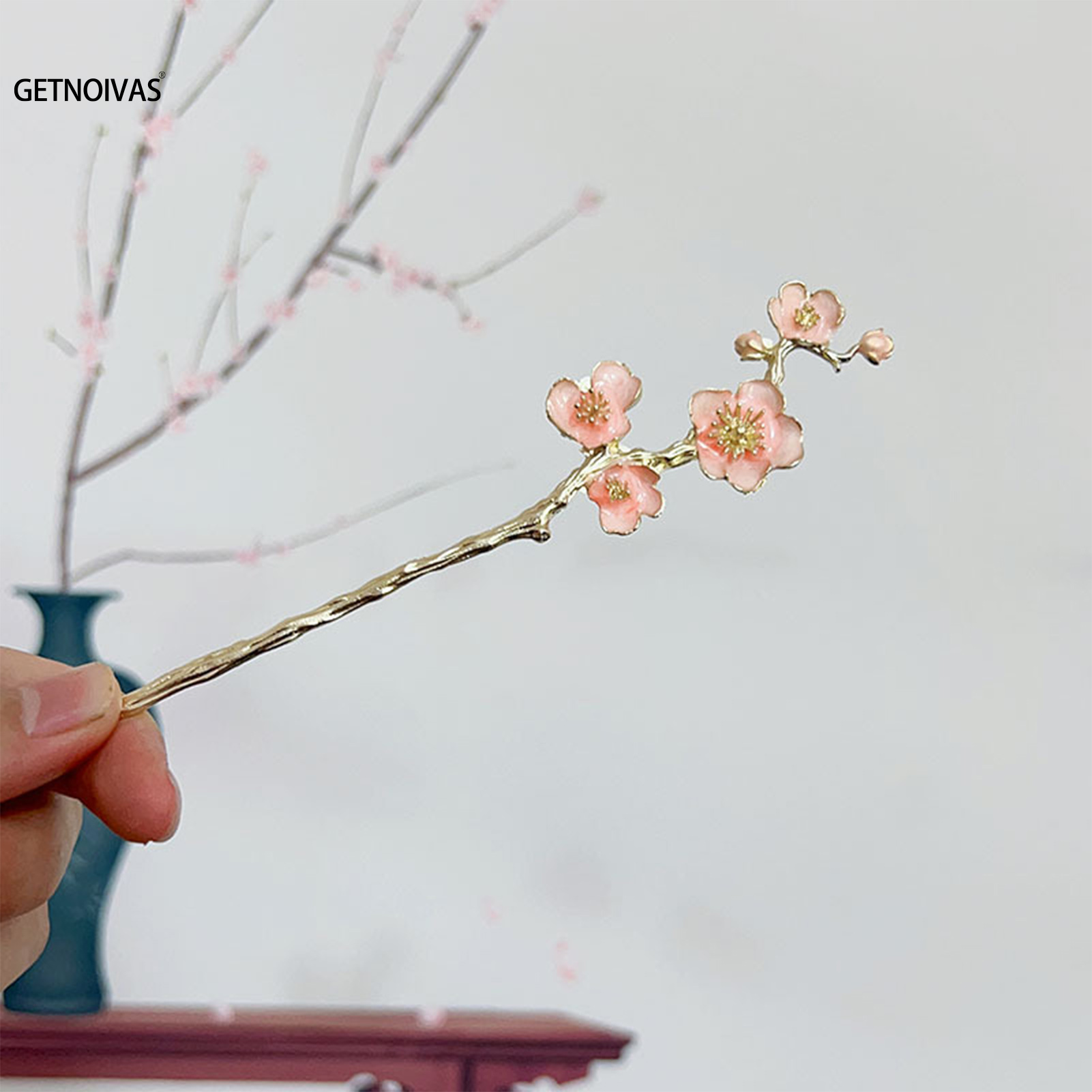 Palillos para el cabello de estilo chino Vintage, horquillas para mujeres y niñas, horquilla de flores, Clip para el cabello, tocado Hanfu, joyería, accesorios para el cabello: Color amarillo dorado claro