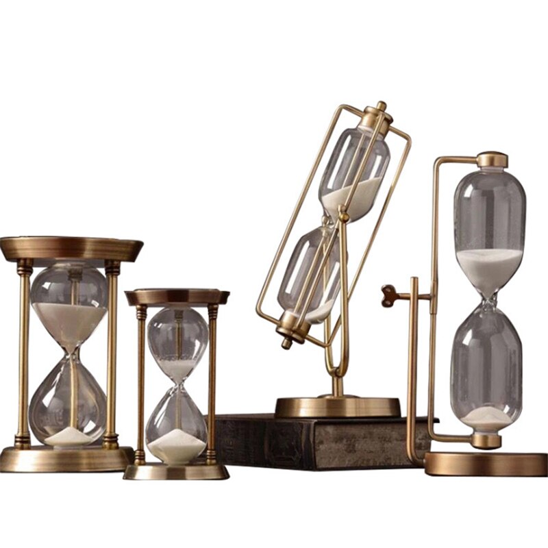 Reloj de arena de Metal, con temporizador de cuenta atrás, decoración de escritorio, decoración del hogar, 15/30/60 minutos