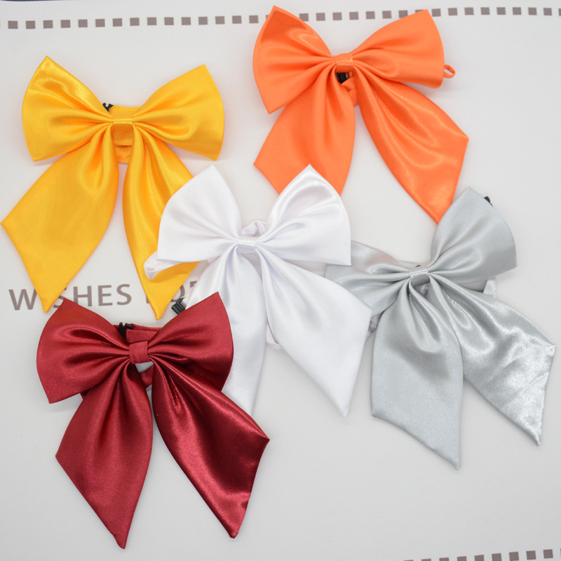 Women Bowties Solid Color Large Bowknot Simulated Silk Butterfly Necktie Shirt Accessories Event Performance Bank Hotel Bow Ties