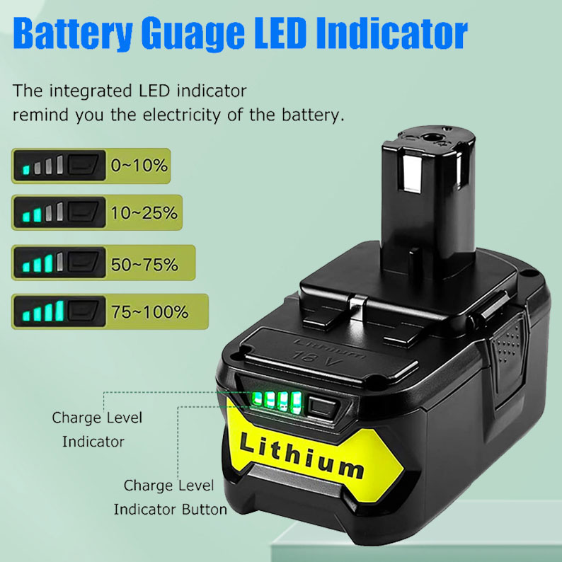 18V 28000mah lithium ion rechargeable battery is suitable for Ryobi one + cordless power tool bpl1820 P105 p103 rb18l50 rb18l40