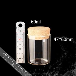 10 stuks/partij 47 x 60mm 60ml lege buisvormige glazen flessen met kurk diy heldere transparante glazen potten containers flesjes theebus