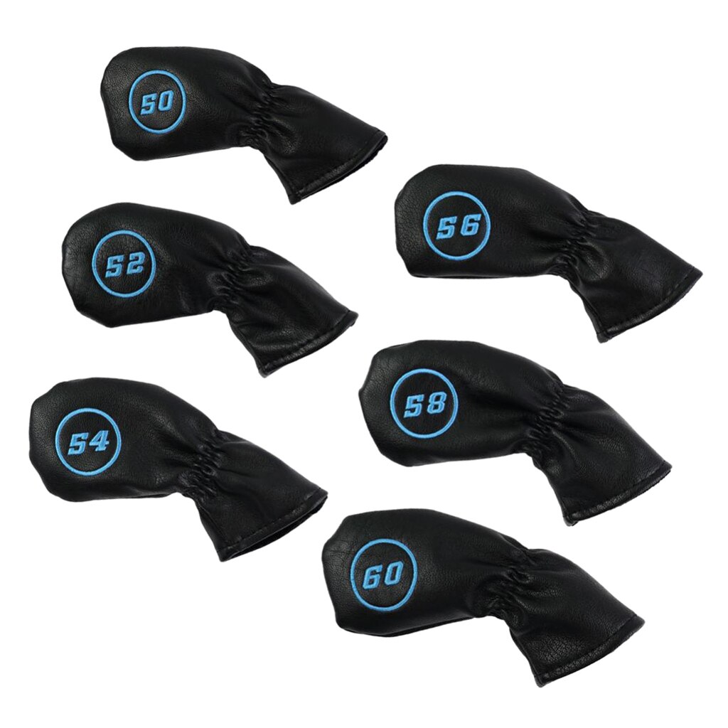 6Pcs Pu Leer Golf Club Head Cover Headcovers Wedge Iron Putter Beschermen Mouw