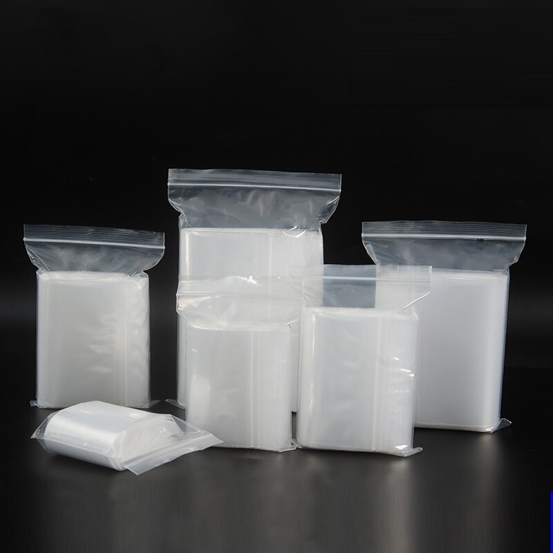Tyk gennemsigtig lynlås ziplock poser madpakke opbevaringstaske lynlås plast små smykker genlukkelige lynlås poser tykkelse 0.12mm