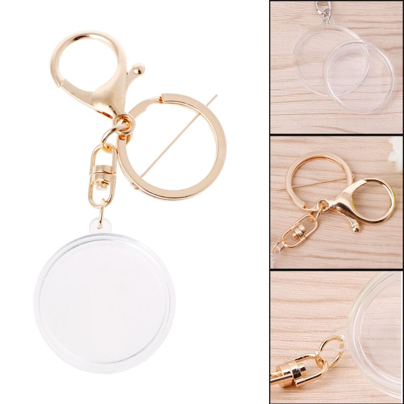 Acrylic Coin Holder Capsule With Pad Ring For 30mm 27mm Keyring Alloy Keychain