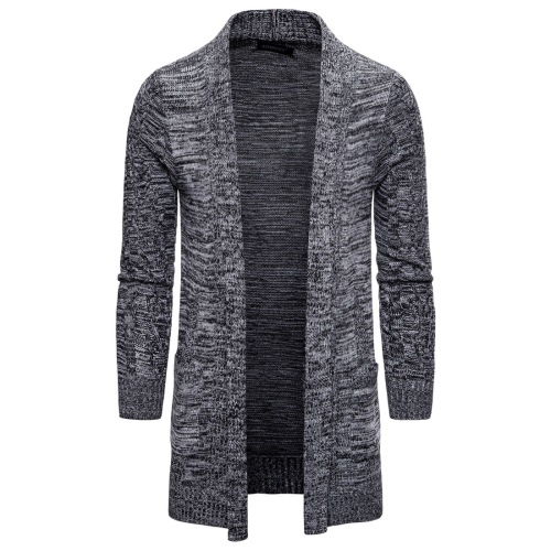 Mannen Lange Gebreide Trui Jassen Casual Vest Mannen X-Lange Gebreide Vest Jas Effen Kleur Sweatercoat: GRAY / L