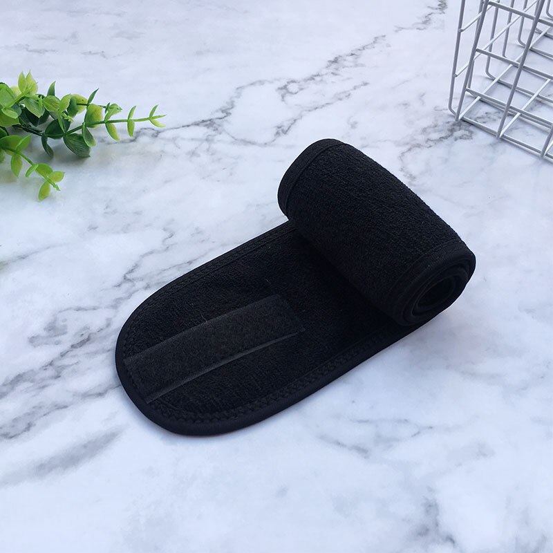 1pc justerbara ansiktshårband makeup pannband handdukar hårinpackning duschmössor stretch handduk rengöringsduk hårtillbehör: Svart