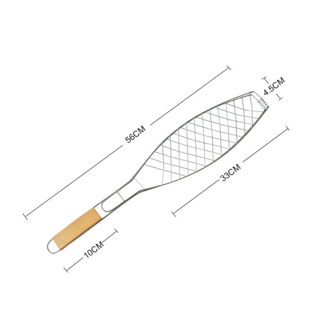 Houten Handvat Outdoor Picknick Barbecue Gereedschap Enkele Vis Grill Mand