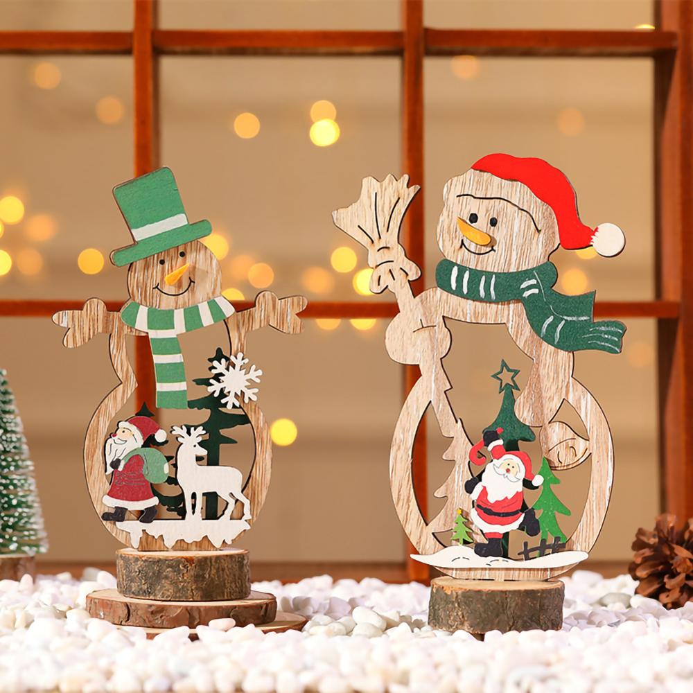 2020New Yea Sneeuwvlok Houten Versieringen Rustieke Vrolijk Kerstboom Opknoping Ornament Hanger Xmas Decoraties Voor Huis