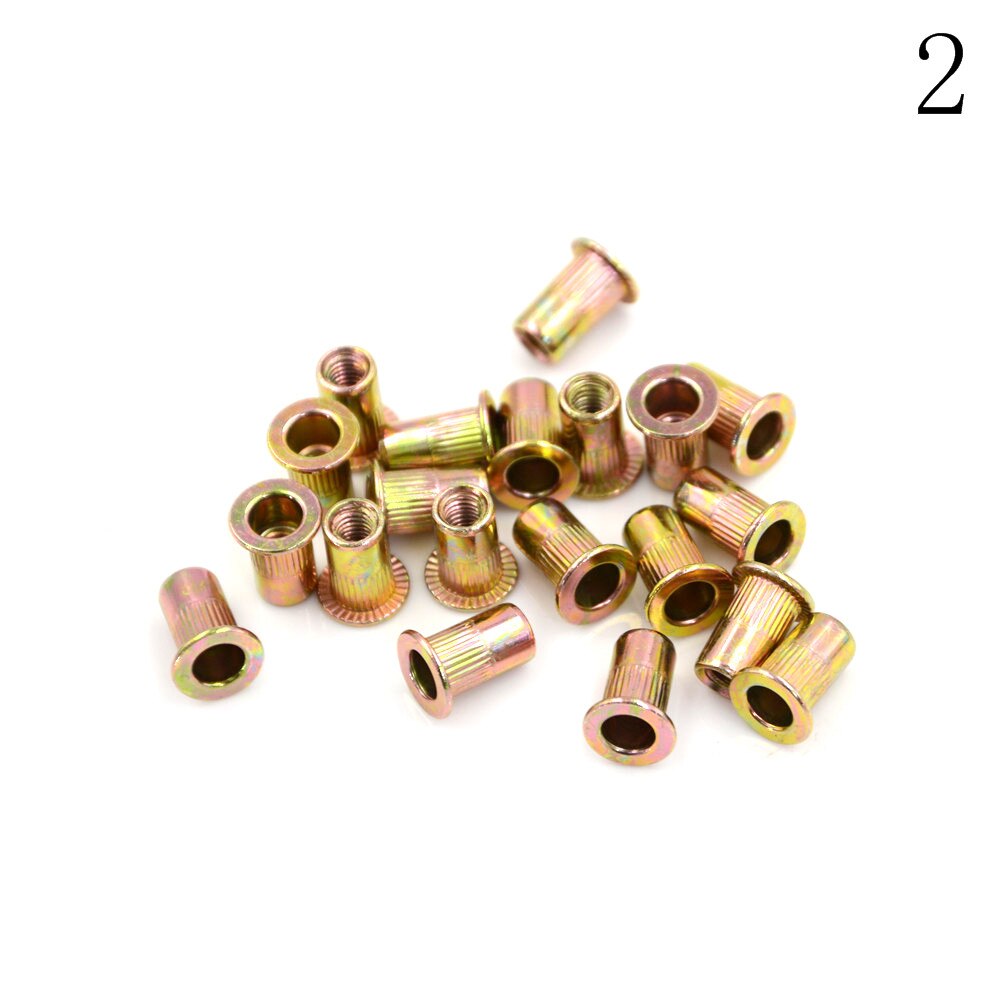 20Pcs M3 M4 M5 M6 M8 Zinc Plated Carbon Steel Knurled Nuts Rivnut Flat Head Threaded Rivet Insert Nutsert Cap Rivet Nut