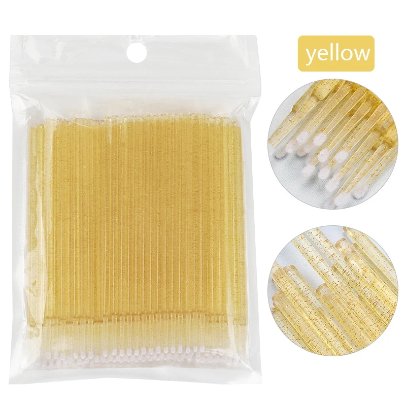 100Pcs Eyelash Cleaning Brush Lash Extension Micro Cotton Swab Individual Eyelashes Microbrush Beauty Makeup Clean Remover Tools: Silver