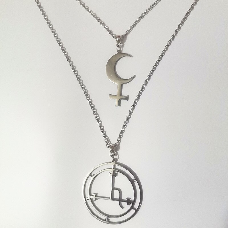 Double Lilith necklace/Witch jewelry/Gothic jewelry/Lilith mark/Lucifer/Leviathan mark: D / 18 inches