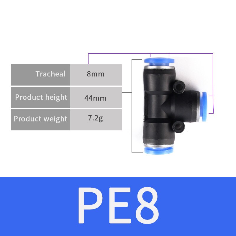 Pneumatic Fittings PET 4mm 6mm 8mm 10mm 12mm Air Water Hose Tube One Touch Straight Push-In Plastic Quick Connector Tube Fitting: PET-6