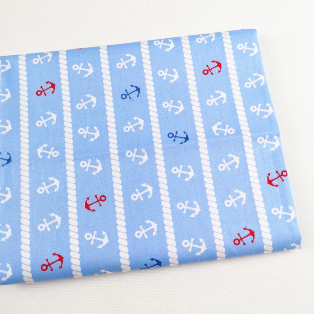 Tela de algodón con ancla de mar para niños, textiles de retales para costura artesanal, edredones de cuartos anchos, Material para bebés y niños