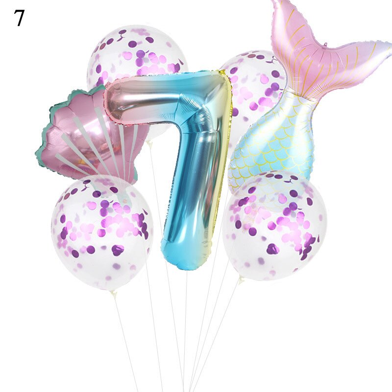 Birthday Party Balloon Decoration Mermaid Birthday Party Decor Number Balloon Decortion For Kids Little Mermaid Party Balloon: 7