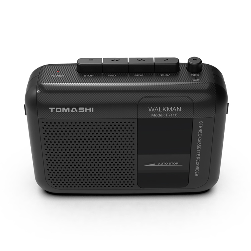 TOMASHI F-116 draagbare stereocassettespeler cassetterecorder Walkman met microfoon, hoofdtelefoonaansluiting, ingebouwde luidspreker
