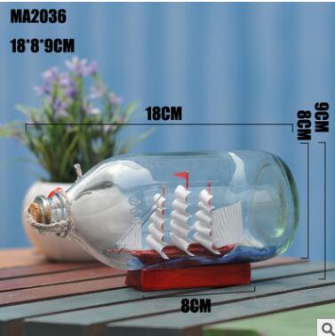 Boligindretning middelhavsstil mini skib båd drift flaske charme glasflaske lille træ kork hætteglas valentinsdag: 2036