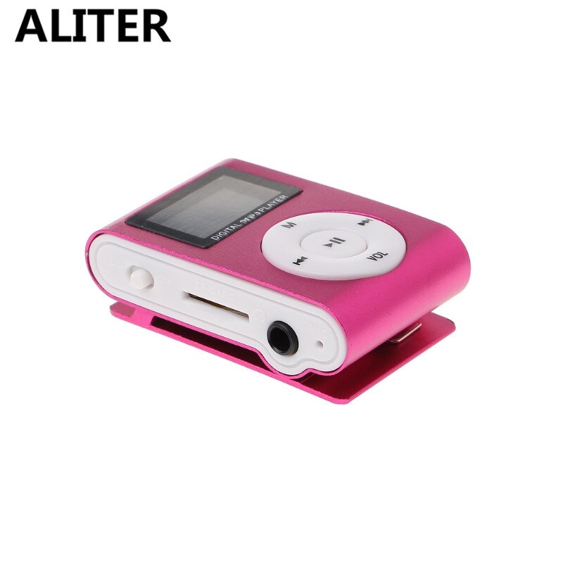 ALITER Small MP3 Portable USB Metal Clip LCD Screen Music Player with Earphone