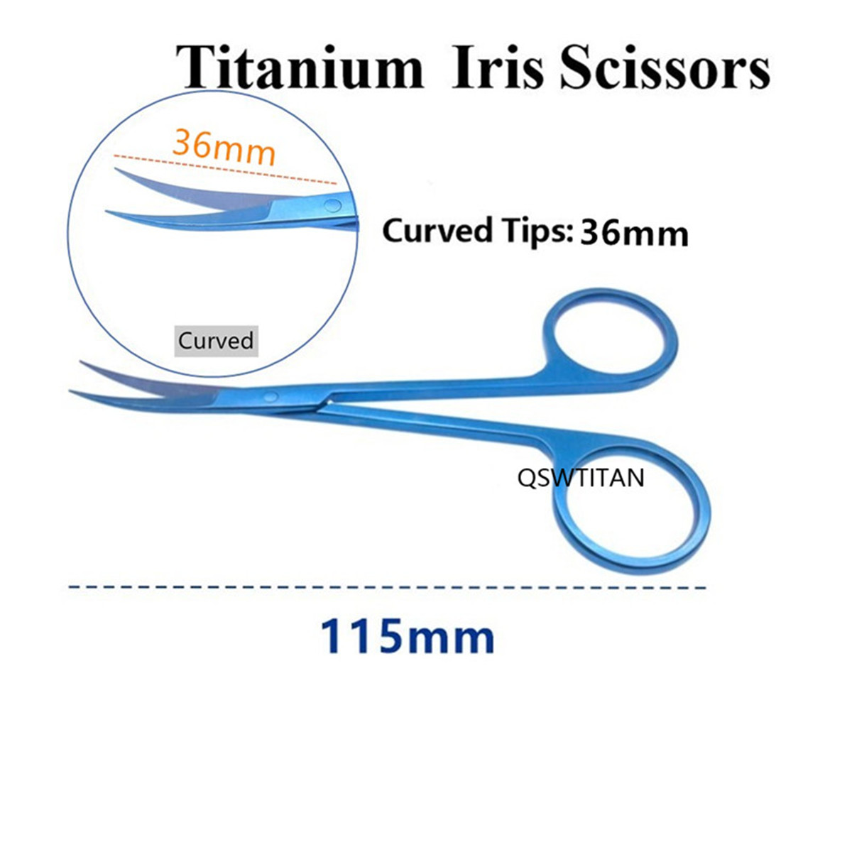 Ciseaux ophtalmiques à Iris, chirurgie oculaire, ciseaux pour couper les tissus, instrument chirurgical en titane, outil chirurgical pour animaux de compagnie, ciseaux à double paupière: Kaki