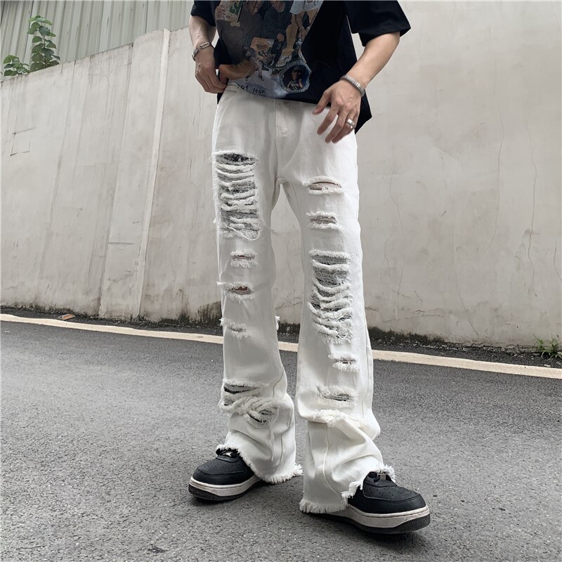 Pantalones vaqueros Retro rasgados Con agujeros pa... – Grandado