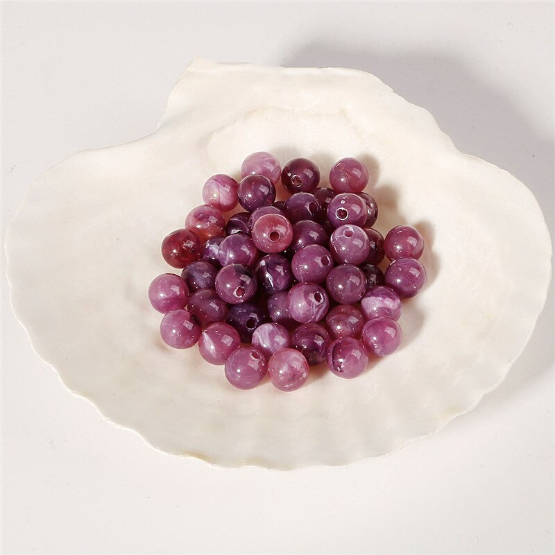 100pcs 6mm Acrylic Clouds Beads Effect Round BEADS Spacer Loose Beads For Jewelry Making Accessories DIY Bracelet Necklace: Dark Purple