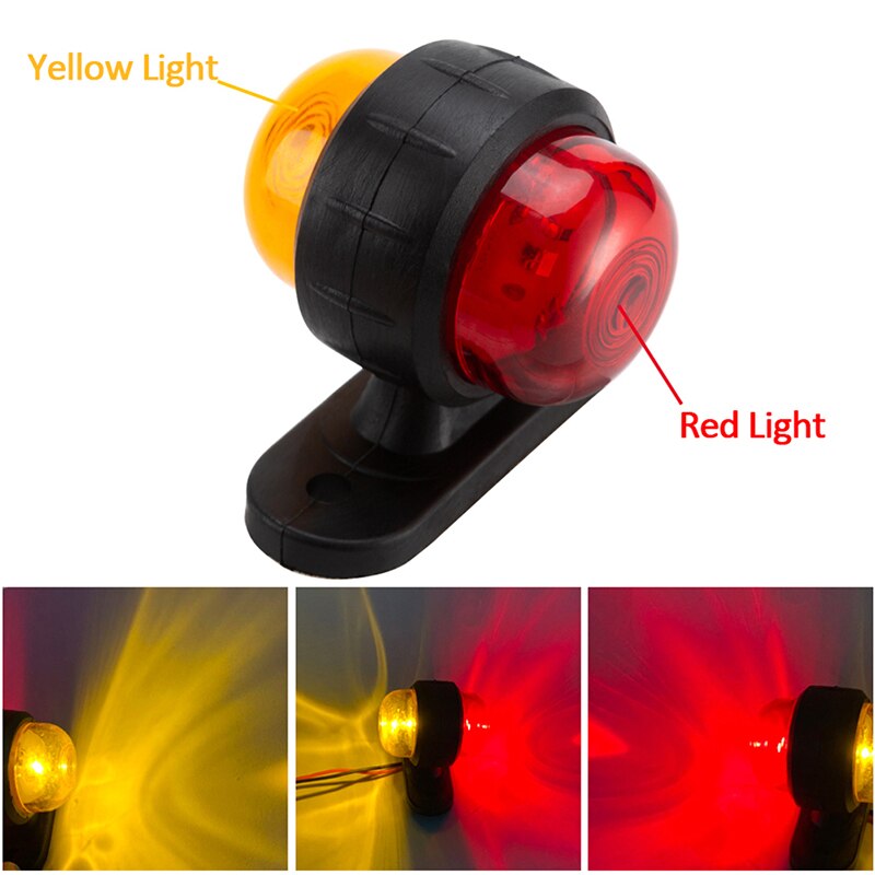 2 stk. 12-24v universelle røde ravgule sidemarkeringslygter blinklys led lys blink indikatorlampe til lastbil trailer varevogn bus