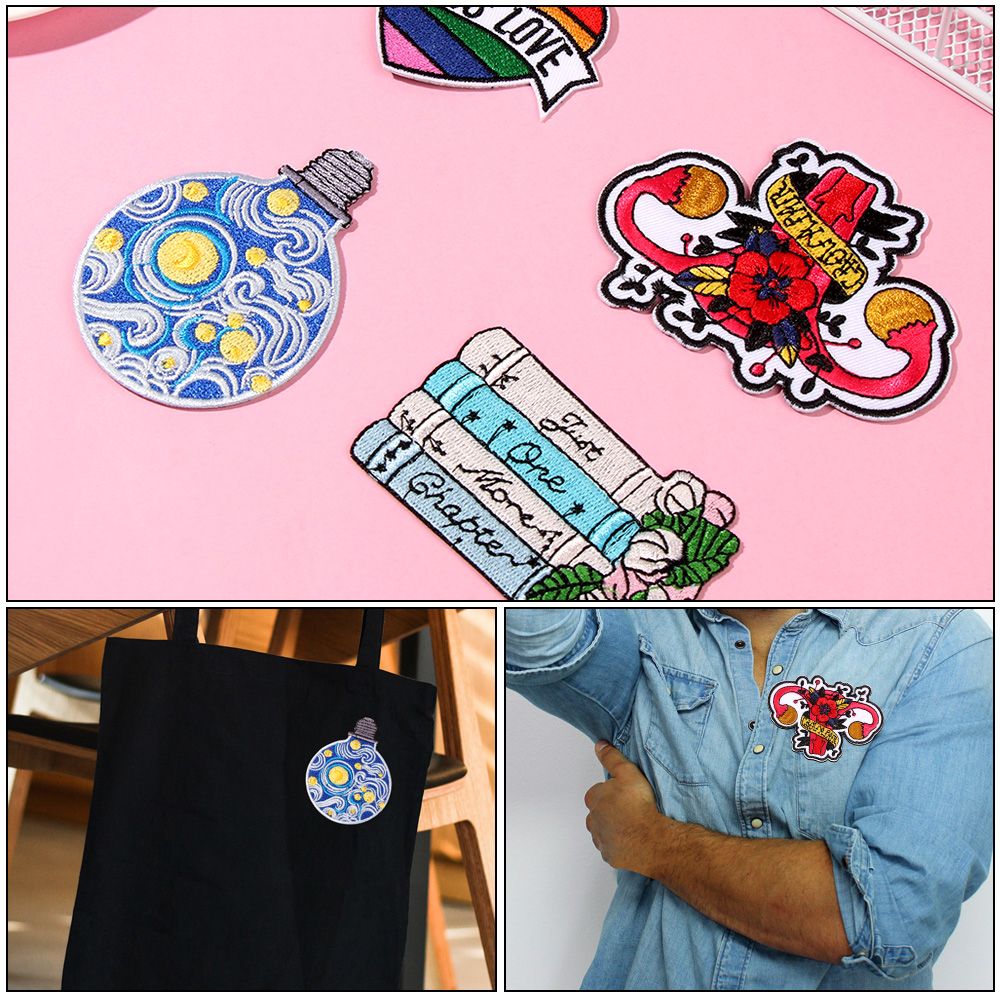 Sewing Clothing Heart Rainbow Whale Clothes Sticker Embroidery Patches Iron On Patch Moon