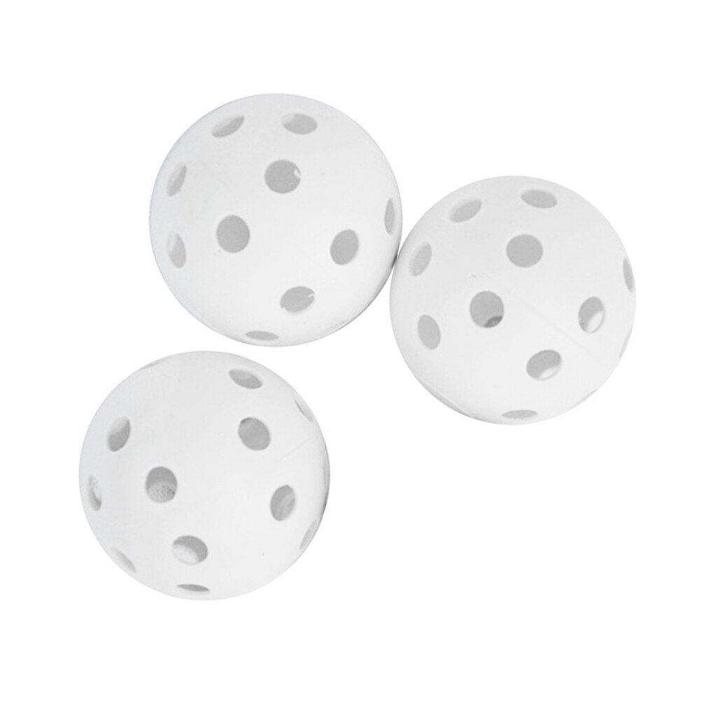 Pelotas de Golf huecas con flujo de aire de 3 uds, pelotas de entrenamiento de plástico para práctica de Golf: Blanco