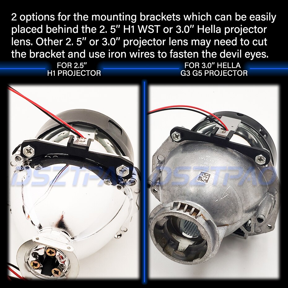 LED Dämon Augen Teufel böse Auge DRL Licht Für 2,5 3,0 Hella 3R G5 Projektor Scheinwerfer Linsen verrotten Blau grün Auto Styling