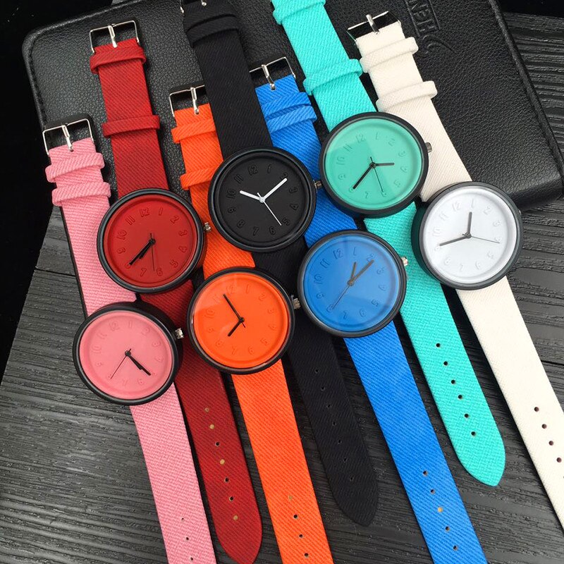 Watches For Women Unisex Simple Number Watches Quartz Canvas Belt Wrist Watch Girl Vintage Watches Relogio