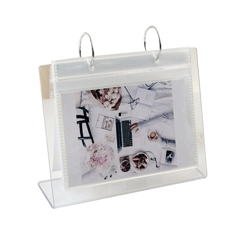 Tabletop Flip Photo Frame Photo Album 68 Pockets Desk Calendar Album Mini Poster Frame Acrylic Display Sign Holder: 13.2x9.8cm