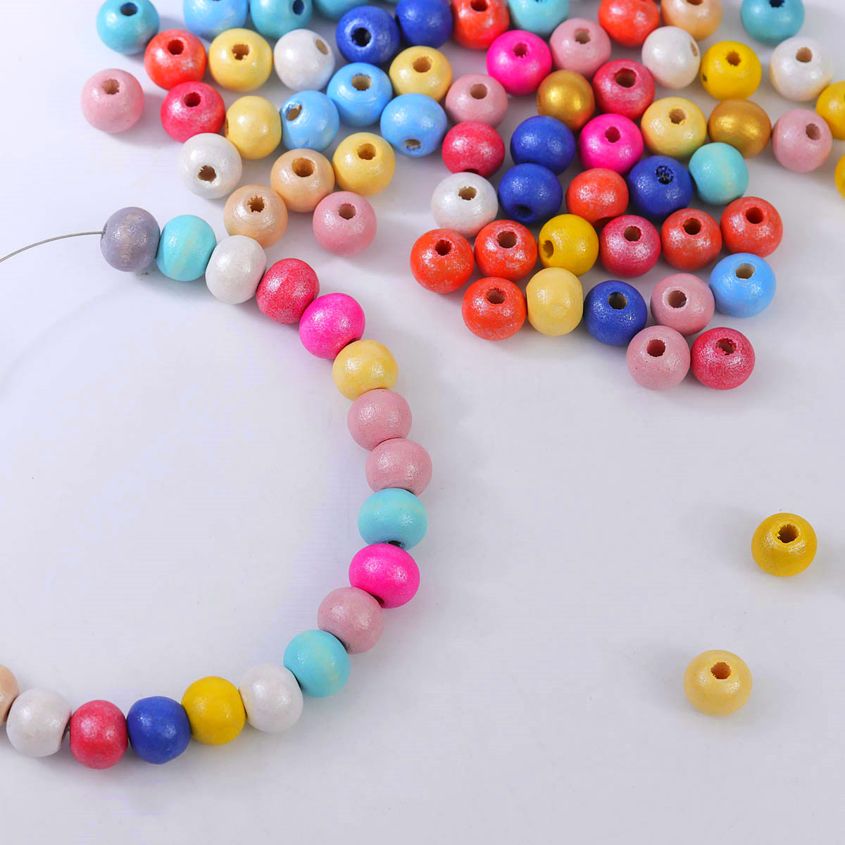 100 unids/lote 6 8MM cuentas de madera redondas naturales cuentas de madera pulidas Multicolor para fabricación de joyería DIY collar pulsera Accesorios