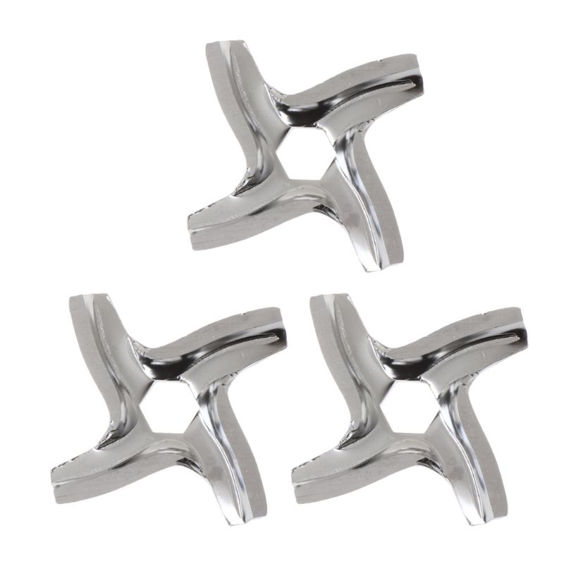 3PCS Stainless Steel Metal Meat Grinder Repair Parts 4 Blade Hexagon Mincer Knife Kit Ac