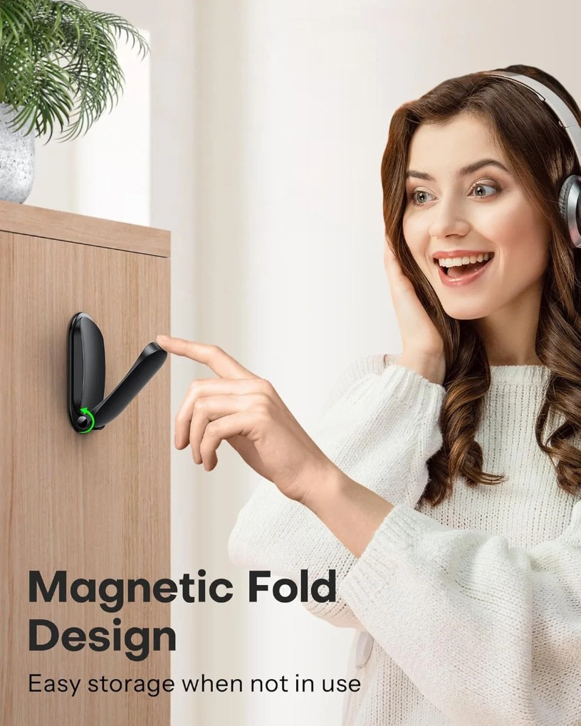 Magnetic Headphone Stand for Gaming Headphones Space Saving Organizer Under Desk Mount No Tools Installation Headset Hanger