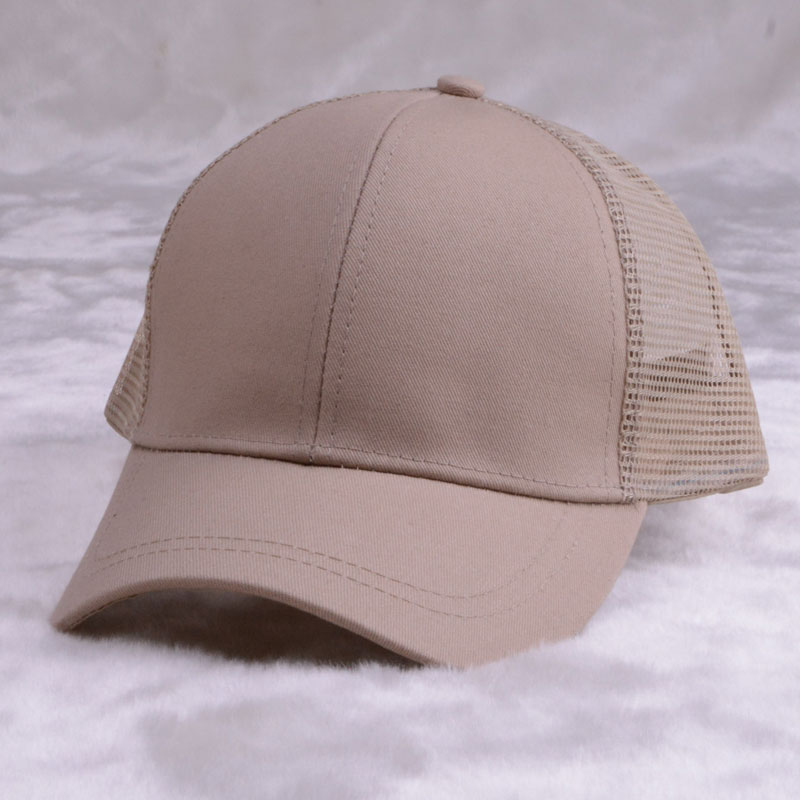 Paardenstaart baseballpet messy knot pet knot hoed damespet zwart roze witte baseballpet mesh zwarte dad hat voor vrouwen: Khaki
