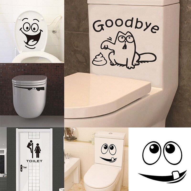 Funny Waterproof Stickers Removable Wall Decals For Bathroom WC Toilet Decoration Home Decor Home Improvement