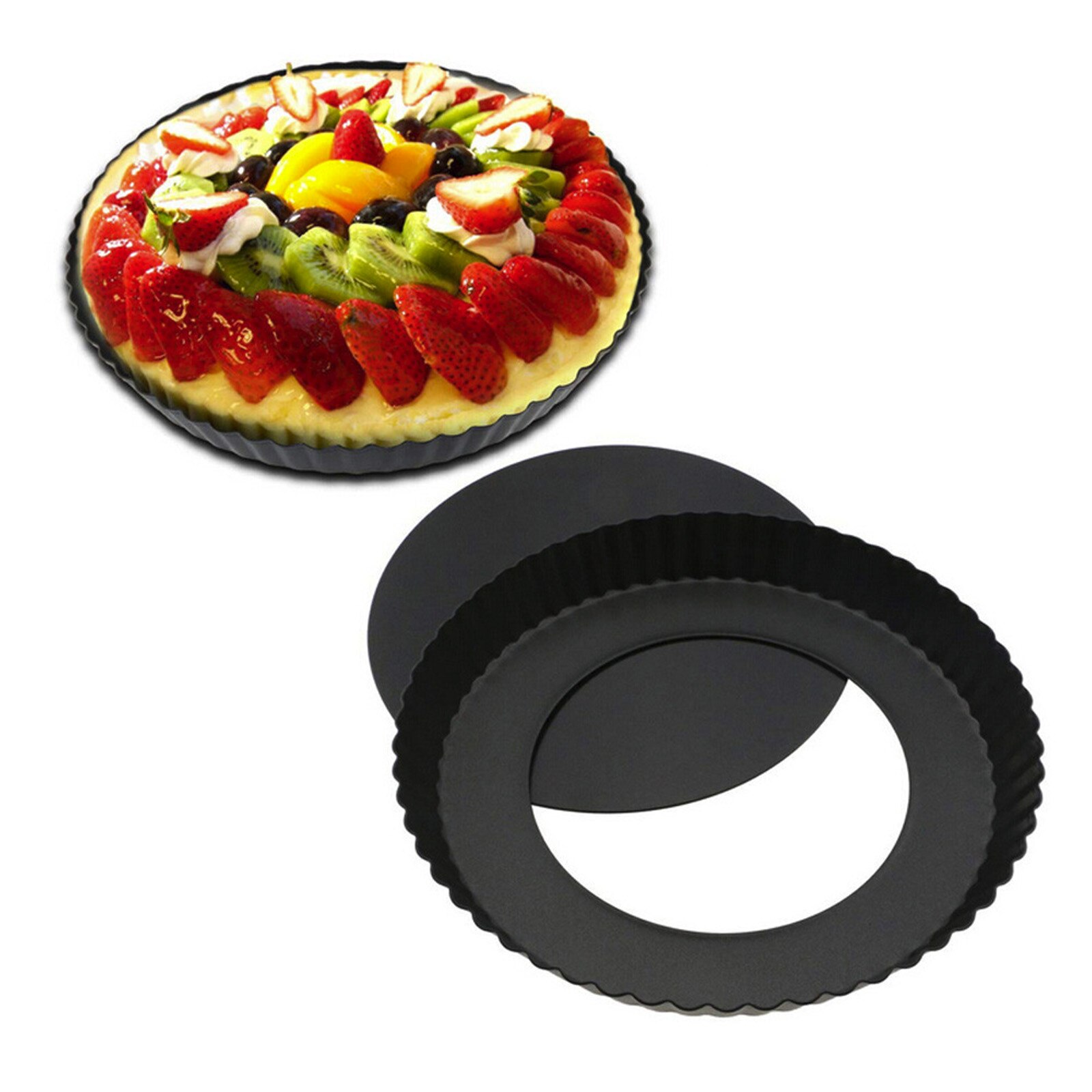 1pc Sturdy Carbon Steel Quiche Mold With Fluted Edges For Oven Baking Pan Pie Pans Home Baking Supplies