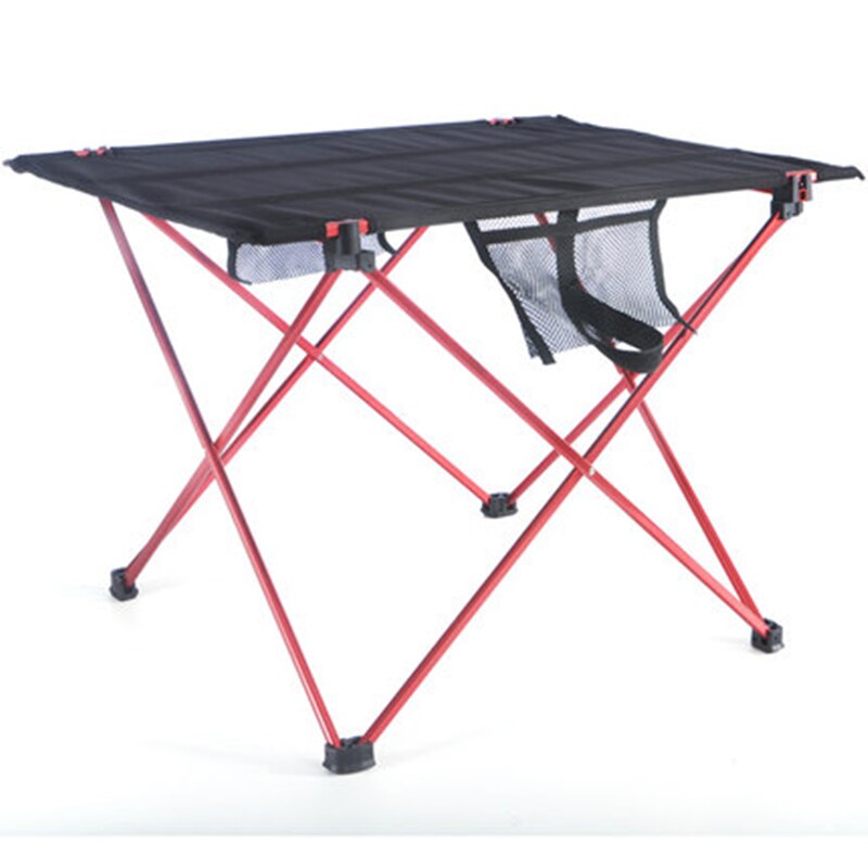 Mesa ligera de aluminio para pesca, Picnic, playa, plegable, para exteriores, portátil, para mochilero, Camping, enrollable: Rojo