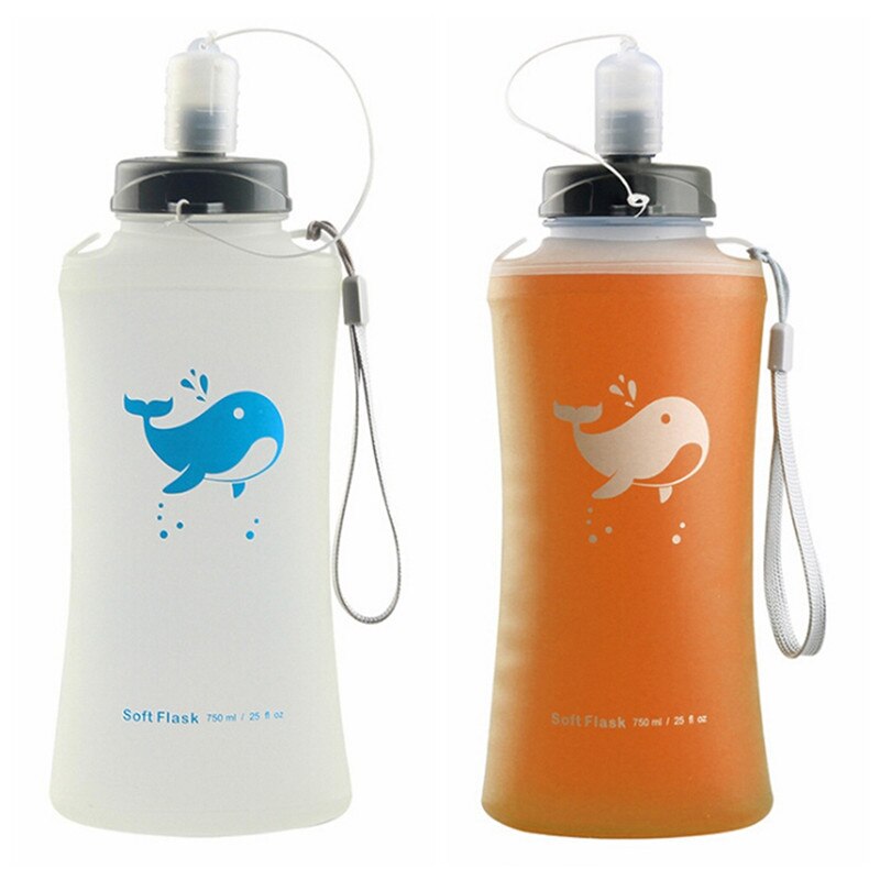 750ML Draagbare Outdoor Vouwen Sport Zacht Water Fles Waterkoker Opvouwbare Water Fles voor Camping Reizen Running Fles